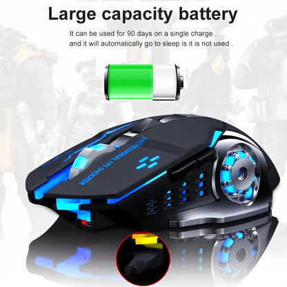 Uppladdningsbar trådlös gamingmus – tyst Bluetooth/USB, RGB-belysning, e-sport för PC