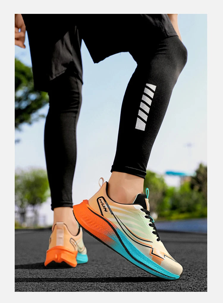 Men's Cushioning Running Shoes with Carbon Plate Marathon Women Lightweight Casual Sneakers for Jogging Workout Fitness Exercise