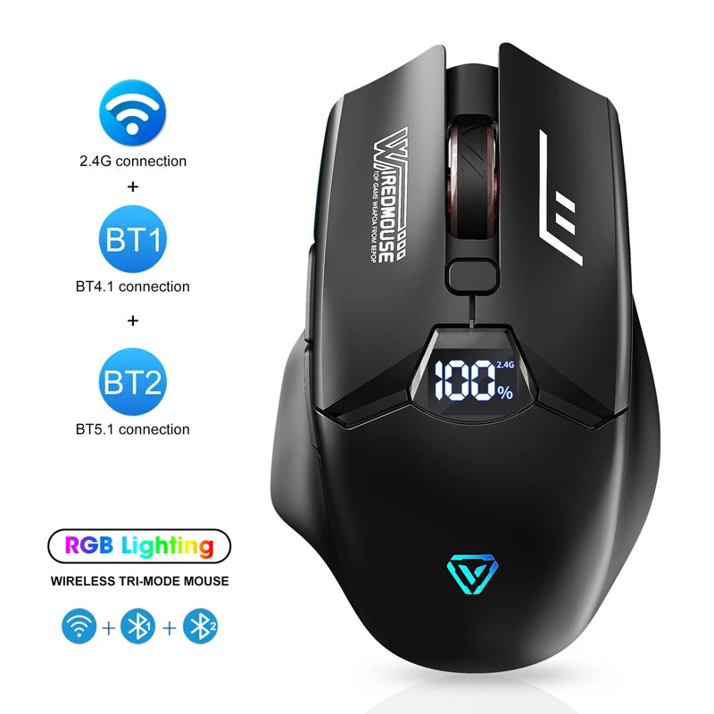 Trådlös Bluetooth-mus med dubbla lägen, smart skärmdisplay, tyst drift och laddning – för kontor, gaming och surfplatta, universell och portabel mus