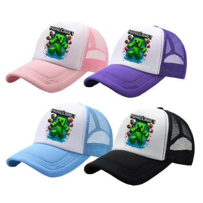Minecraft Baseball Caps MC Pixel Game Character Print Peaked Adjustable Cartoon Sun Hat Summer Outdoor Mesh Casual Caps Gifts