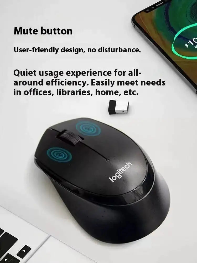 Logitech M330 Professional Office Mouse, Quiet Wireless Ergonomic Mouse, 2.4GHz USB Optical Mouse for Laptop, PC & Desktop