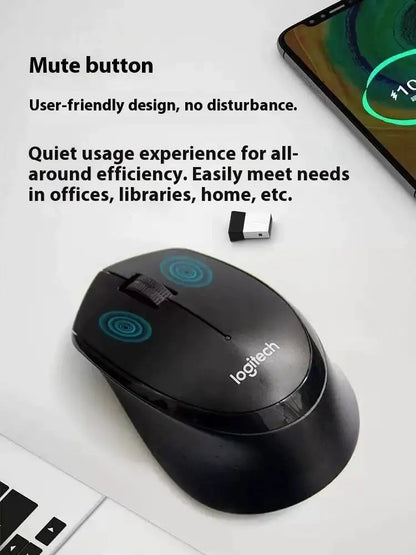 Logitech M330 Professional Office Mouse, Quiet Wireless Ergonomic Mouse, 2.4GHz USB Optical Mouse for Laptop, PC & Desktop