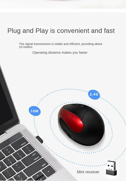 BTS-908 Ergonomic Wireless Vertical Mouse 2.4G USB Rechargeable Mouse with 1600 DPI Adjustable Sensitivity, 6 Buttons Computer Mouse