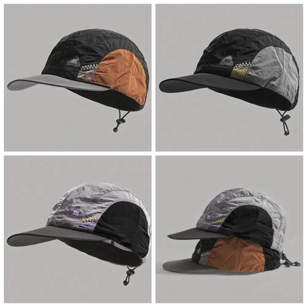 Color Matching Baseball Cap Flat-brimmed Breathable Quick-drying Hat Drawstring Summer Thin Sun Protection Caps Hiking Hats