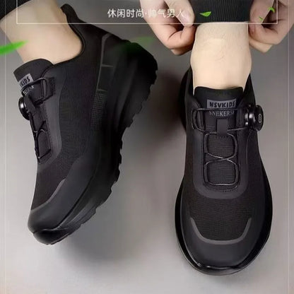 Zapatillas deportivas nuevas para hombre con botón giratorio, de plataforma, para conducir, para caminar, para actividades al aire libre, resistentes al desgaste, para correr y para deporte, talla grande