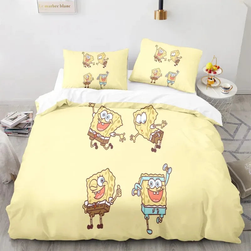 Cartoon anime komplet posteljine SpongeBob 3D print, Patricks Squidwards navlaka za poplun, jastučnica i posteljina, veličine Full Queen King