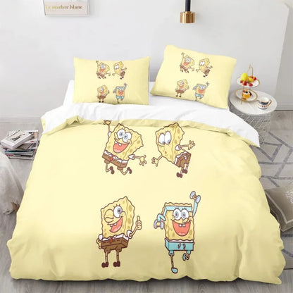 Cartoon anime komplet posteljine SpongeBob 3D print, Patricks Squidwards navlaka za poplun, jastučnica i posteljina, veličine Full Queen King