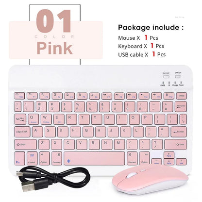 Spanish Russian Arabic Korean Portable 10 inch Wireless Keyboard and Keyboard set For iPad Samsung Tablet Laptop IOS Android