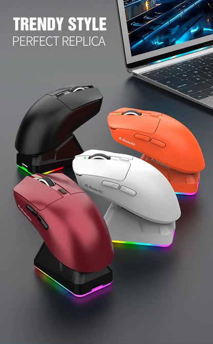 K-Snake X11 Bluetooth Wireless Gaming Mouse, Tri-Mode RGB Rechargeable Mouse with PAW3311 Sensor, 12000 DPI Magnetic Charging Gaming Mouse for PC, Laptop & Office