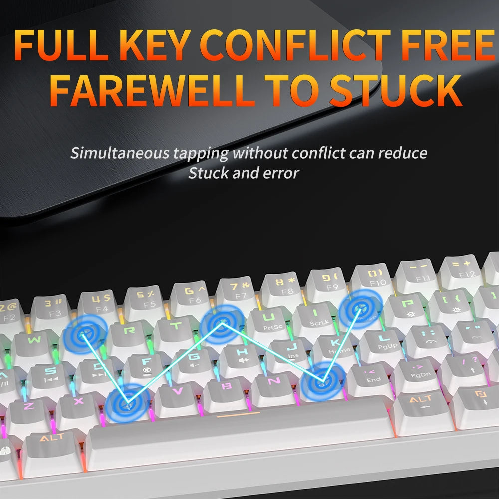 MUCAI MK61 USB Gaming Esports Mechanical Keyboard 61 Key Red Axis Wired Detachable Cable RGB Backlight Hot Swap