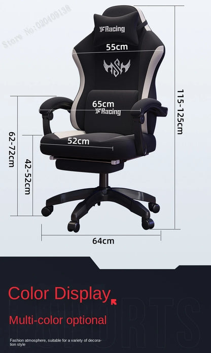 Ergonomic Gaming Chair with Latex Seat Cushion, Adjustable Backrest, Computer Office Chair, Racing Style Gamer Chair with Armrests