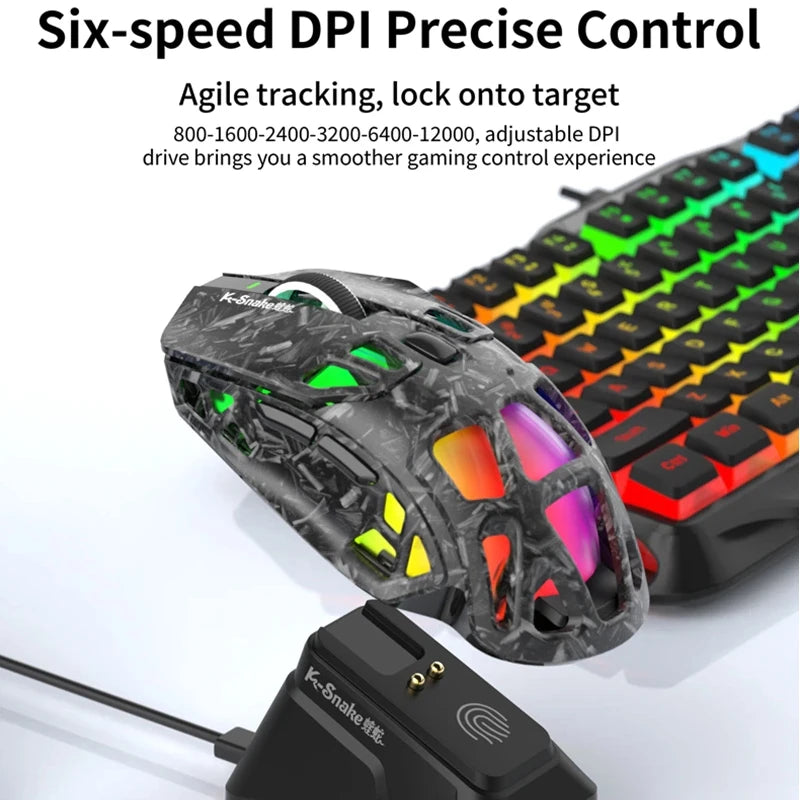 Lenovo X9Pro Tri-Mode Wireless Mouse with Bluetooth, 2.4G & Wired Connectivity, Magnetic Charging Dock, Rechargeable Gaming & Office Mouse