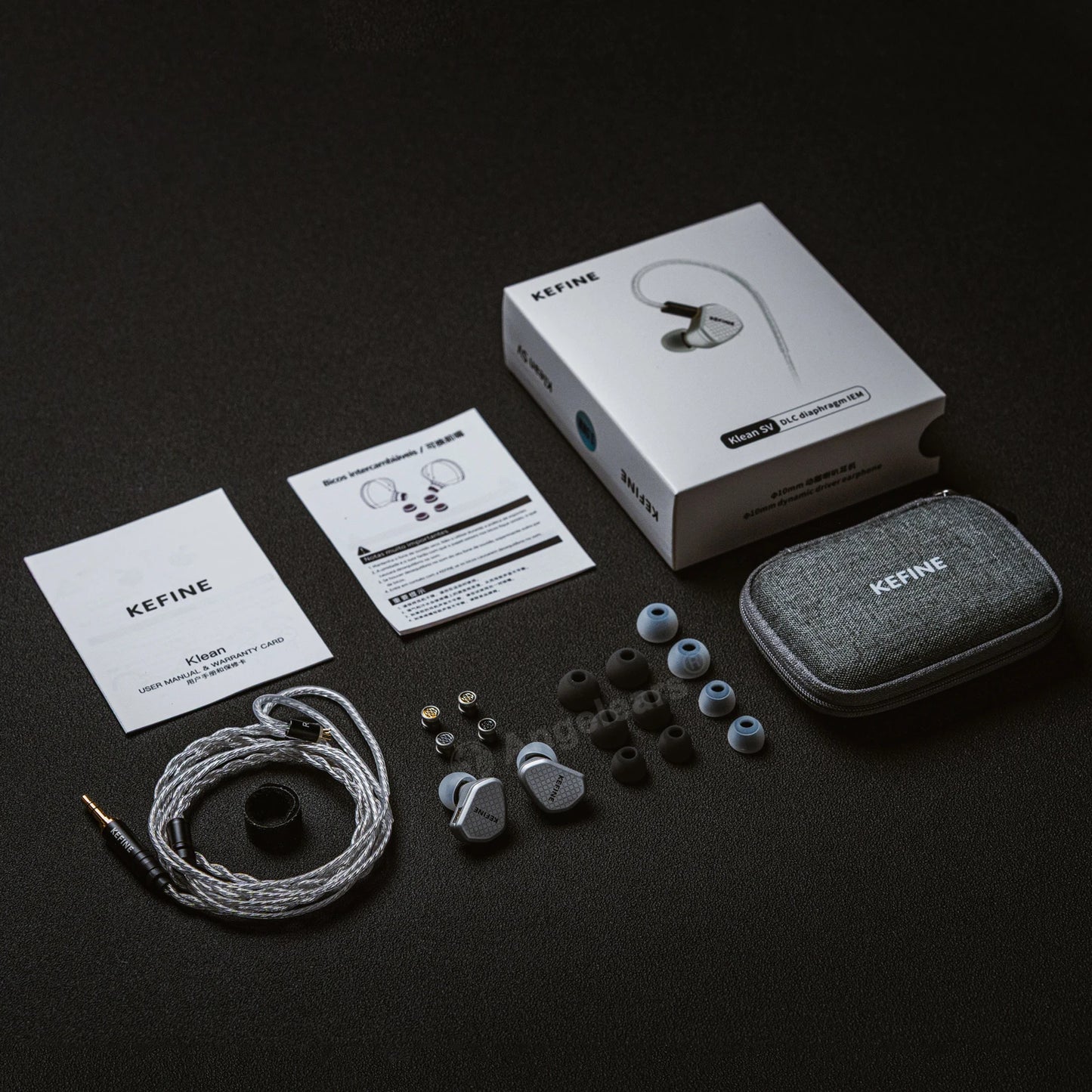 Angelears Kefine Klean SV 10mm DLC Diaphragm Dynamic Driver IEMs – Hi-Fi In-Ear Earphones with Interchangeable Nozzles &amp; Silver-Plated SPC Cable