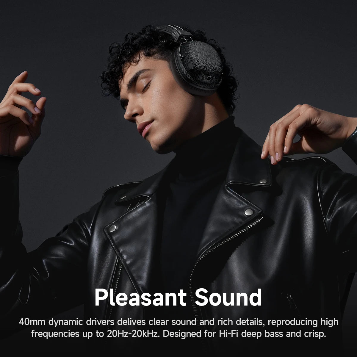 HOCO W64 Retro Bluetooth 5.4 Wireless Headphones with 40mm Deep Bass, PU Leather Over-Ear HiFi Music Headset for Sports & Travel
