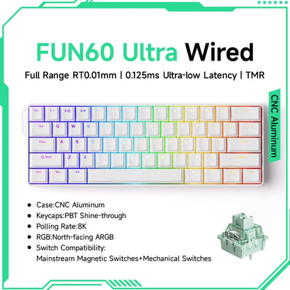 Akko MonsGeek FUN60 Ultra mechanische Gaming-Tastatur, magnetische Switches, 60 %, Rapid Trigger, 8K HE/TMR, Custom-Aluminium-Tastatur für Gamer