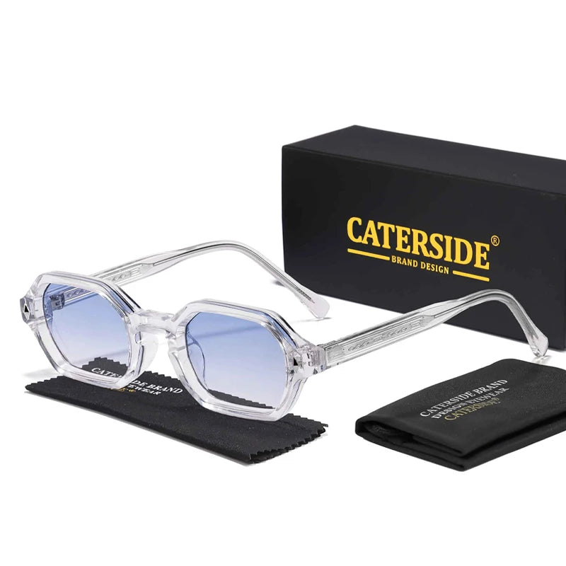 CATERSIDE Polygon Sunglasses Fashion Men Small Frame Gradient Lens Sun Glasses for Summer Beach Party Ideal Choice for Gifts