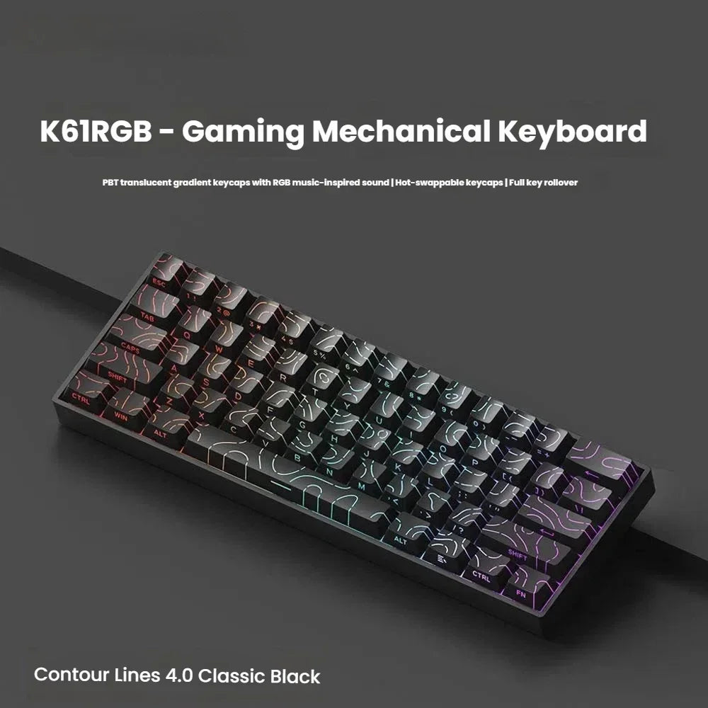 K61 USB Mini Mechanical Gaming Wired Keyboard Hot-Swappable Mechanical Keyboard Detachable Cable