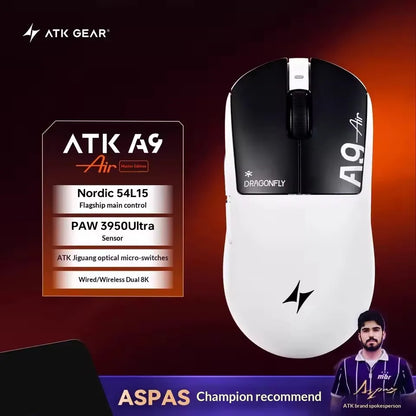 ATK Dragonfly A9 Wireless Gaming Mouse NearLink Tri-Mode Dual 8K Ultra-Lightweight Ergonomic Esports Mouse