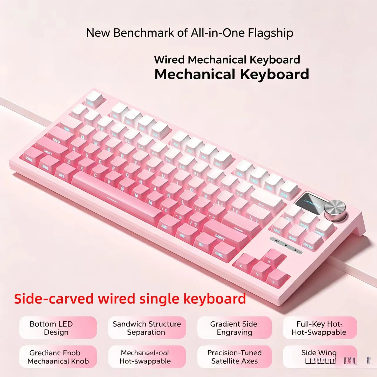 The New Hot-Selling EPOMAKER x AULA F75 75% ANSI Hot-Swappable Washer Bluetooth 5.0/2.4G Wireless/wired Mechanical Keyboard PBT