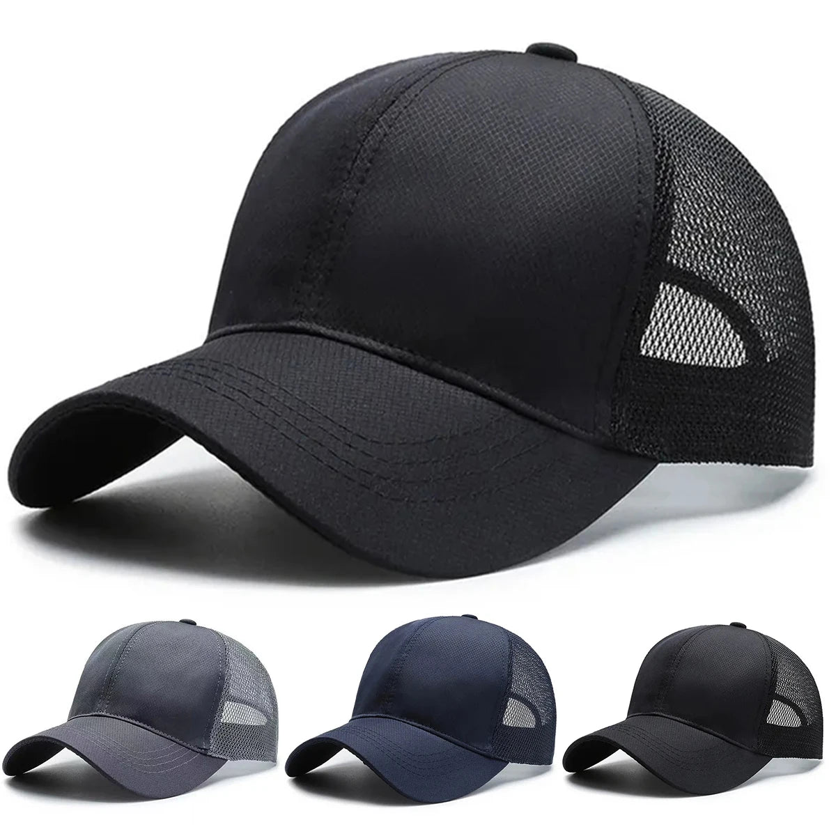 Unisex ensfarvede baseballkasketter til forår og sommer – justerbare fritidshatte til udendørs brug – solbeskyttelseshatte – sportskasketter