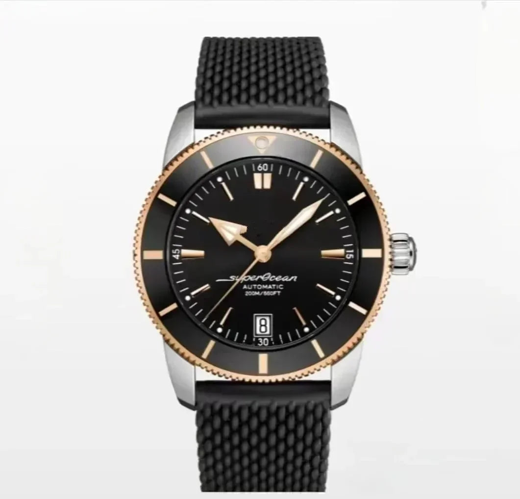 High luxury Superocean Wristwatch Automatic Mechanical Rose Gold Sport Watches Stainless Steel Black Ceramic Bezel Customized