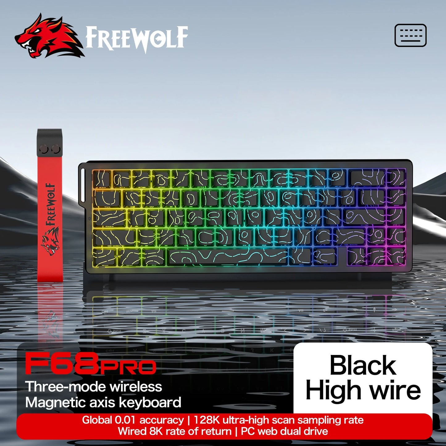 Magnetische Switch-Tastatur ATTACK SHARK X68HE kabelgebunden und FREEWOLF F68 kabelgebunden F68Pro kabellos für Pro-Gaming 8K Hz 0.01mm Rapid Trigger