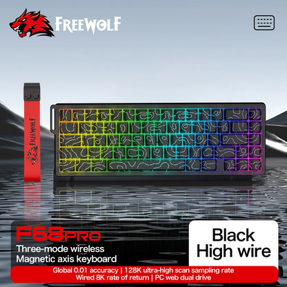 Magnetische Switch-Tastatur ATTACK SHARK X68HE kabelgebunden und FREEWOLF F68 kabelgebunden F68Pro kabellos für Pro-Gaming 8K Hz 0.01mm Rapid Trigger