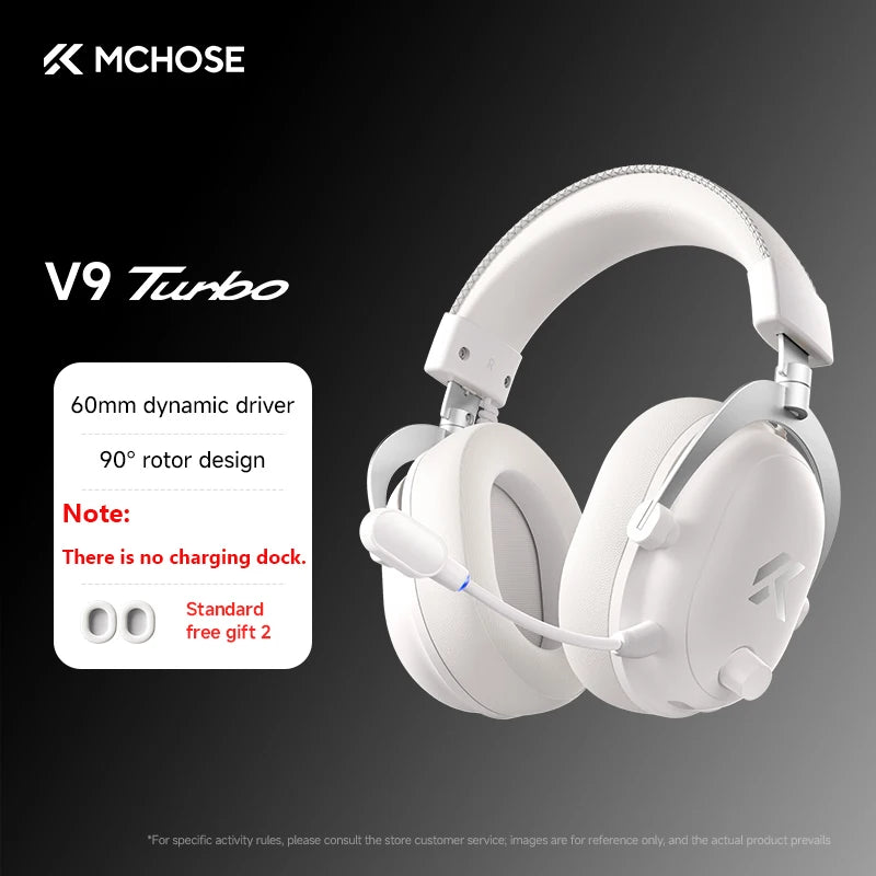MCHOSE V9 Turbo Wireless Gaming Headset 7.1 Surround Sound RGB Esports Headphones with 60mm Drivers, Noise Cancelling Mic & Charging Base