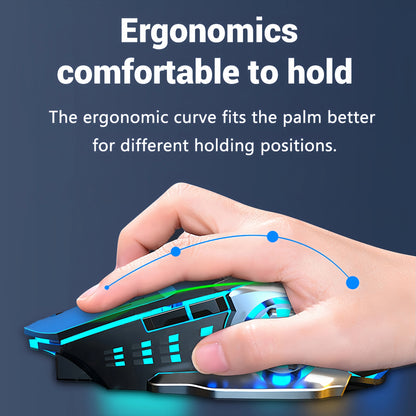 Bluetooth 5.2 Wireless RGB Gaming Mouse, Rechargeable Silent Mouse, 2.4G & Bluetooth Dual Mode, 3600 DPI Ergonomic Mouse for Laptop, MacBook & Tablet