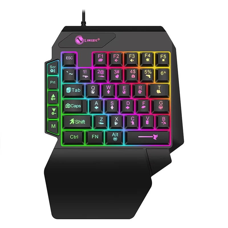 Teclado mini gaming de una mano con 35 teclas, USB, ultradelgado, con cable y retroiluminación, para portátil, PC de sobremesa y smartphone