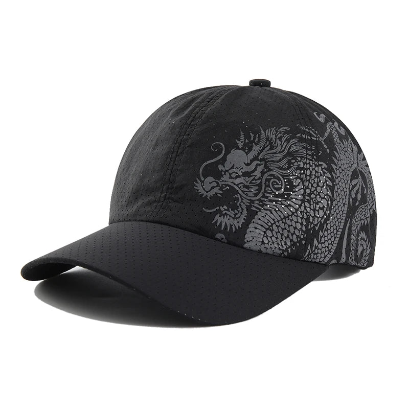 1 pcs Men's Printed Chinese Style Dragon Pattern Quick-Drying Mesh Baseball Cap Outdoor Leisure Fashion Sun Protection