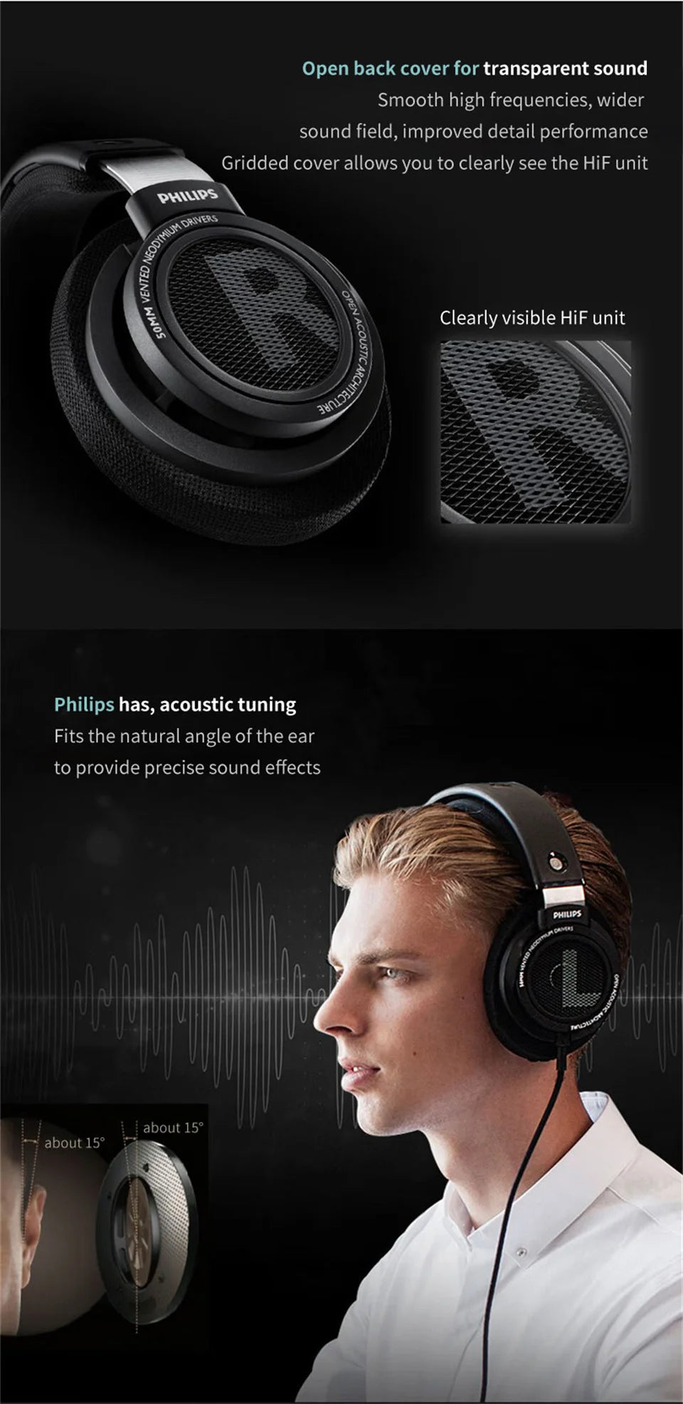 Philips Original SHP9500 Wired Headphones HiFi Stereo HD Mic Call Earphones Sports Running Headset iPhone Android Universal