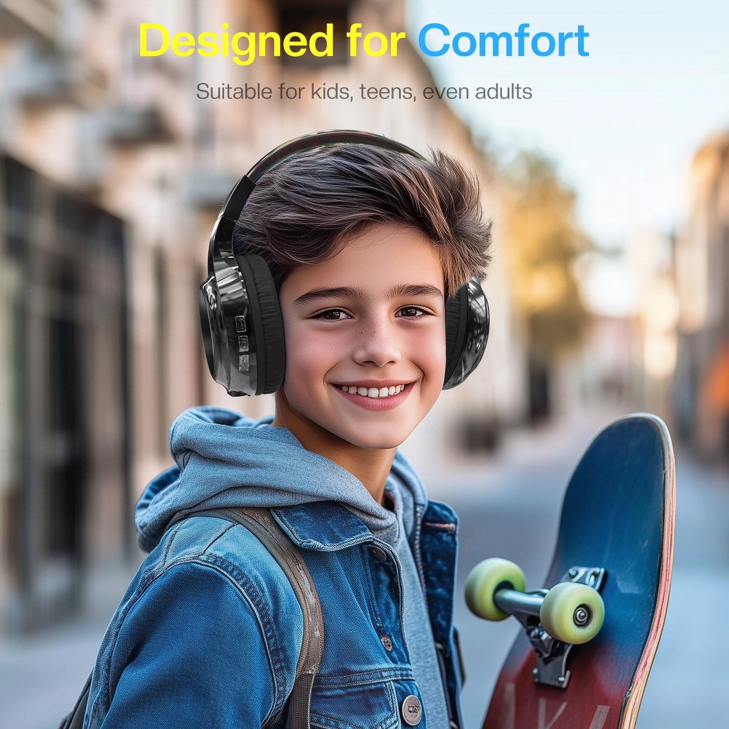 Gradient Kids Bluetooth Headphones Over Ear Girls Wireless Headphones With Mic Foldable Lightweight Headset Forfor School Travel