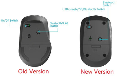 Rapoo M300G Silent Wireless Mouse, Bluetooth Multi-Mode Wireless Mouse, 2400 DPI Ergonomic Optical Mouse for Laptop, PC, Mac & Office