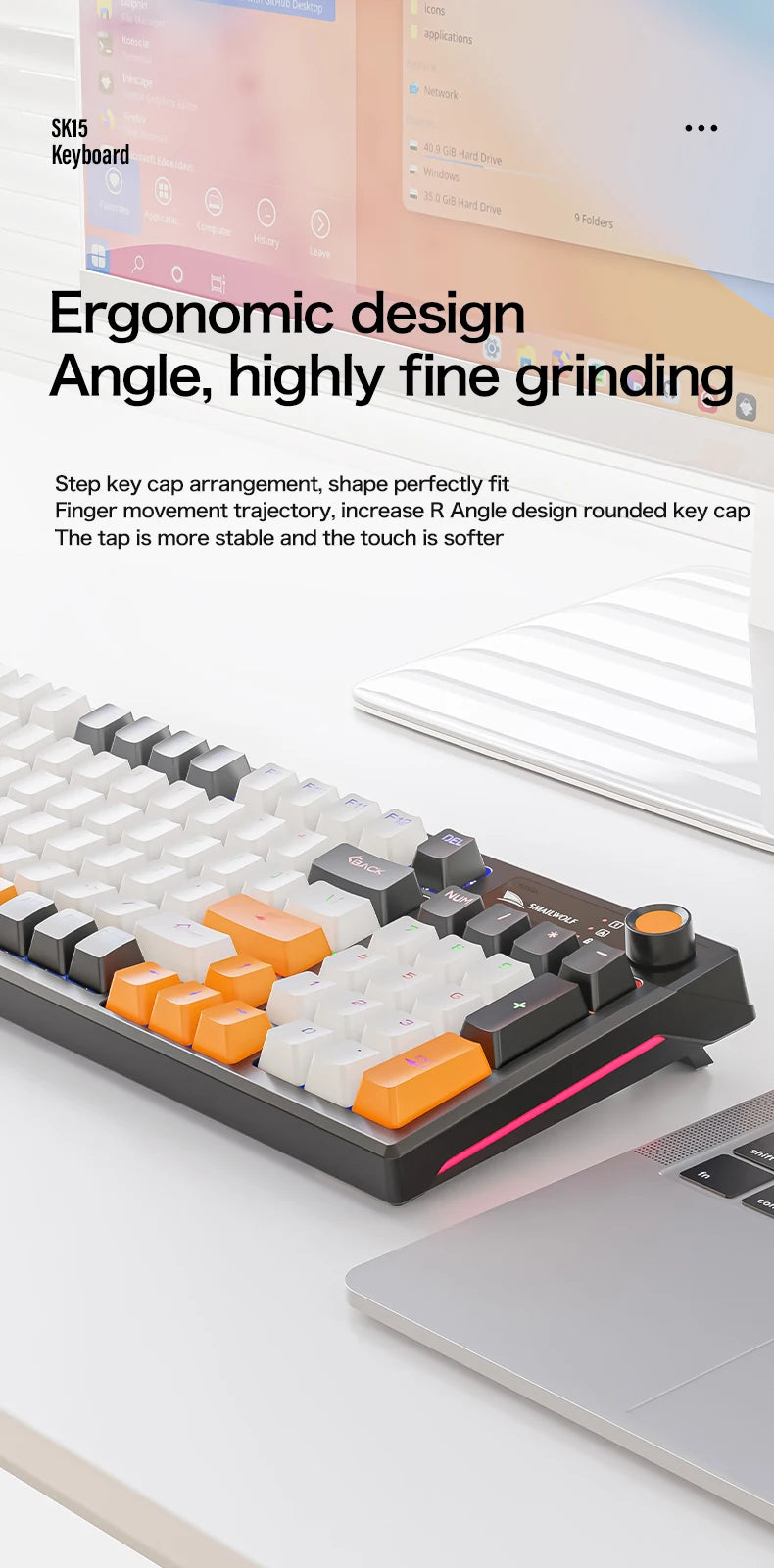 SMAILWOLF SK15 Laptop Gaming Wired Mechanical Keyboard Full Key Rollover Customized in Spanish