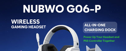 NUBWO G06 Pro Wireless Gaming Headset with Charging Station, Bluetooth 5.3 Gaming Headphones for PS5, PS4 & PC, ENC Microphone, 120-Hour Battery Life