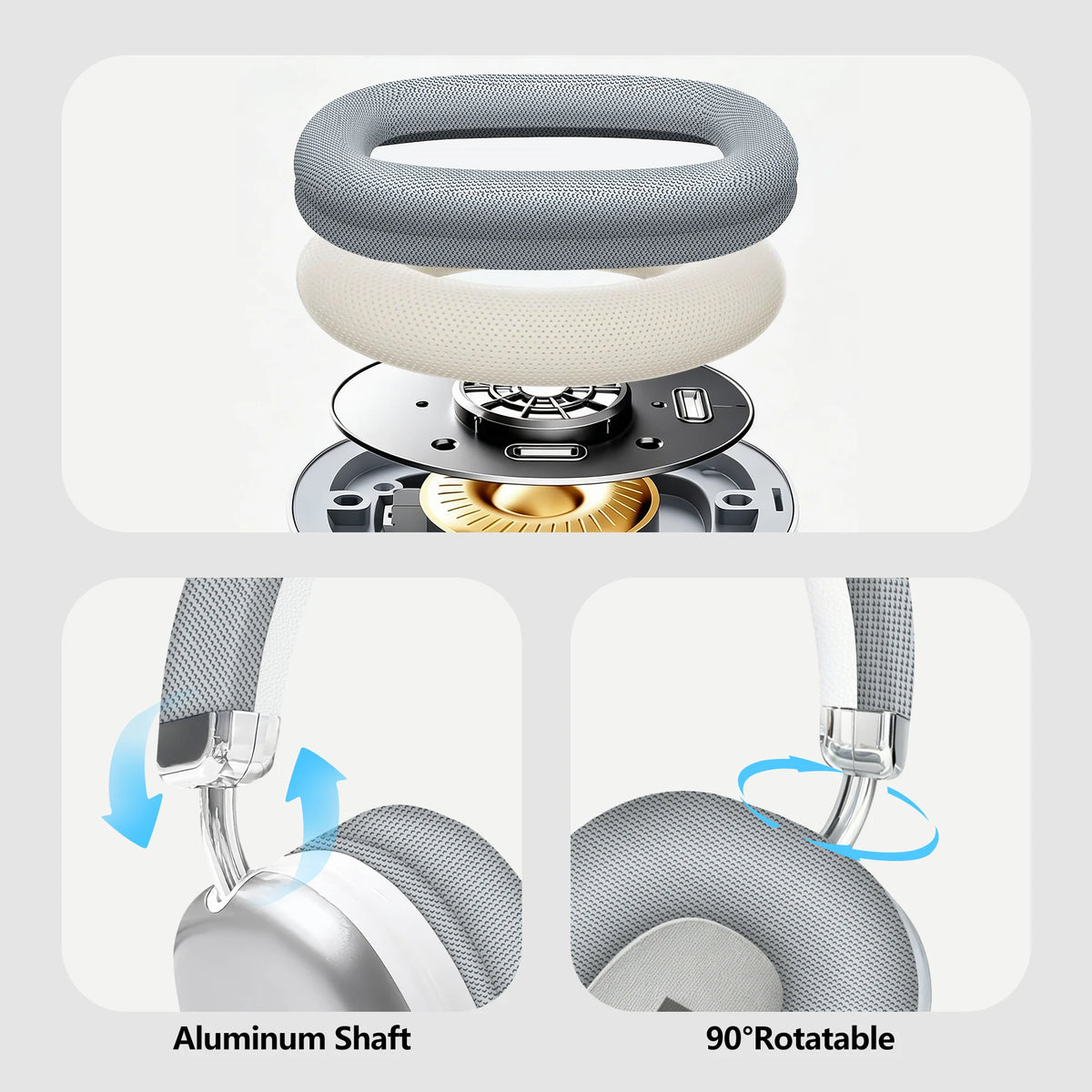 Casque sans fil supra-auriculaire, puce intelligente 5.3, longue autonomie, son HiFi, micro confortable pour jeux, compatible iPhone, Android, PC
