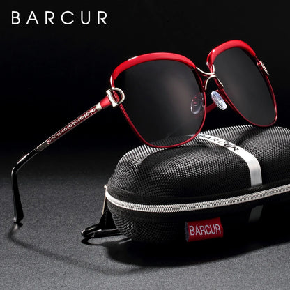 BARCUR Polarized Ladies Sunglasses Women Gradient Lens Round Sun Glasses Square Luxury Brand Oculos Lunette De Soleil Femme