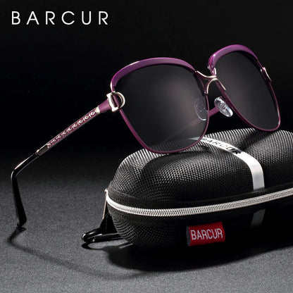 BARCUR Polarized Ladies Sunglasses Women Gradient Lens Round Sun Glasses Square Luxury Brand Oculos Lunette De Soleil Femme