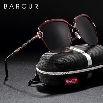 BARCUR Polarized Ladies Sunglasses Women Gradient Lens Round Sun Glasses Square Luxury Brand Oculos Lunette De Soleil Femme