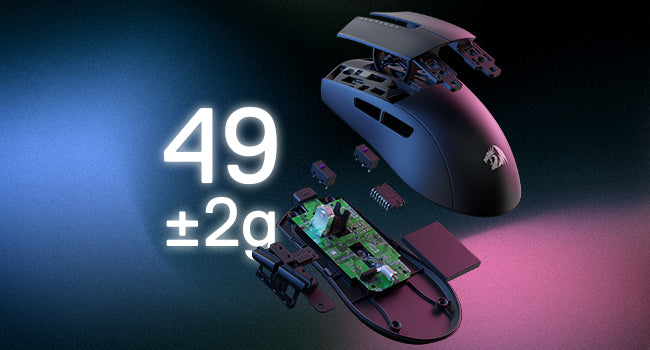 Mouse da gaming wireless Redragon M916, ultraleggero 49G, 8K DPI, 2.4G, con struttura ergonomica a presa naturale