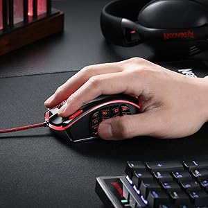 Herná myš Redragon M990 MMO, 32000 DPI, vysoko presná káblová RGB myš pre hráčov s 23 programovateľnými tlačidlami, 16 bočnými makro klávesmi