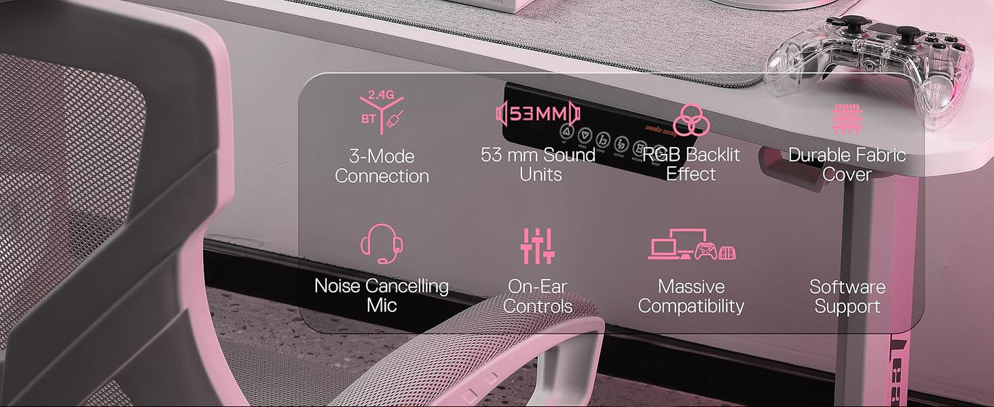 Redragon H510 PRO 3-Mode RGB Gaming 7.1 Surround Sound Headset,53MM Audio Drivers in Memory Foam Ear Pads Headphone